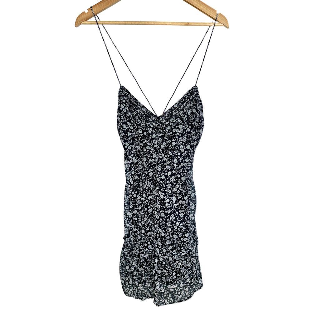 Abercrombie & Fitch Black White Floral Print Tie Back Mini Dress Womens Size S